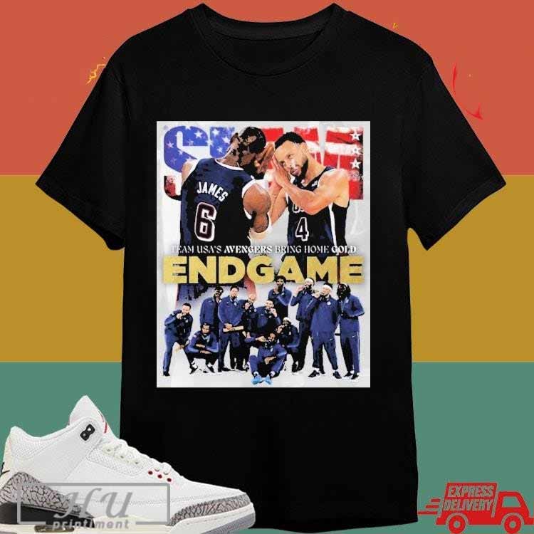 Team UsaÃ¢â‚¬â„¢s Avengers Bring Home Gold Endgame Lebron James And Steph Curry Night Night T-shirt