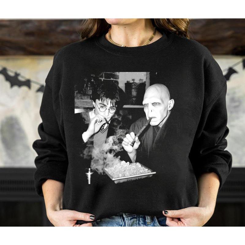 Vintage Harry Potter And Volrt Smoking T- shirt, Wizard House Christmas Birthday Gift, Potter Halloween Shirt, Gift for Halloween and Christmas Womenswear Top