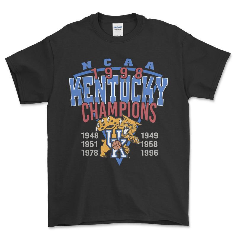 1998 NCAA Kentucky Champions T-Shirt, graphic vintage sports tees for men