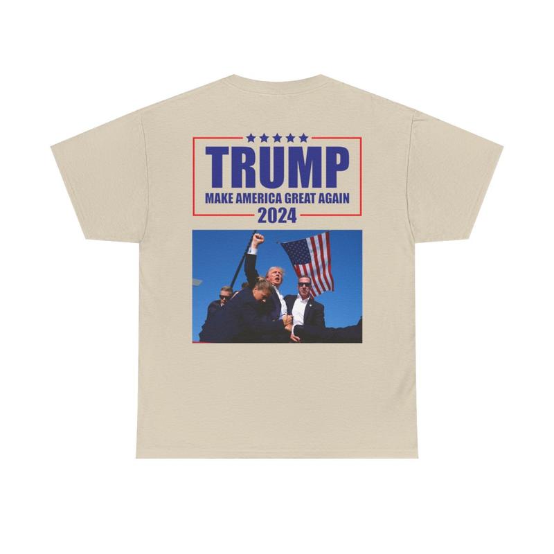 Make America Great Again - Trump 2024 - Trump Rally Shooter Tshirt - Trump You Missed - Trump Survived - USA Freedom - Donald J. Trump Unisex Heavy Cotton Tee