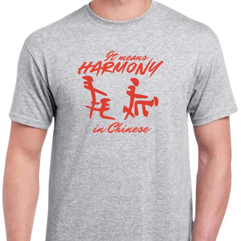 It means Harmony in Chinese T-shirt - men'sfunnyT-shirt -  Menswear Crewneck Top Tshirt Man Casual Shortsleeve