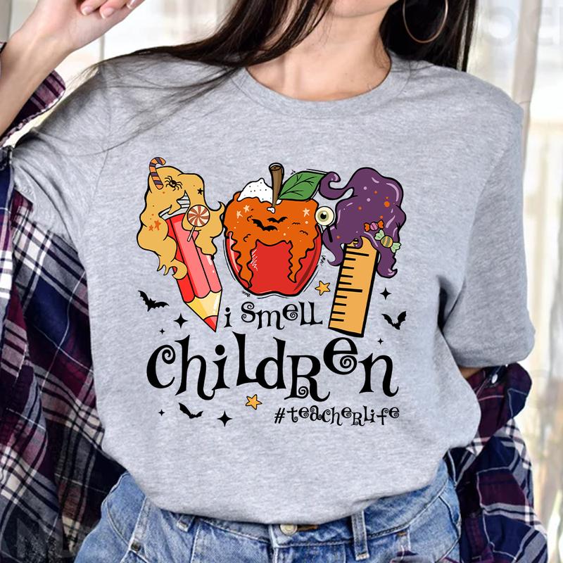 Funny Halloween Teacher Shirt, I Smell Children Teacher Shirt, Teacher Halloween Shirt Fall Teacher Shirt, New Teacher Shirt, Trick Or Teach