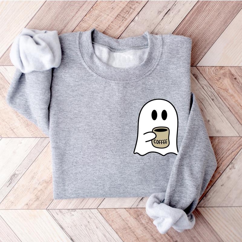 Cute Spooky Coffee Sweatshirt, Cute Ghost Coffee Sweatshirt, Spooky Season, Fall Coffee Lover Shirt, Halloween Party Shirt, Fall Graphic Shirt, Coffee Season, Halloween gifts