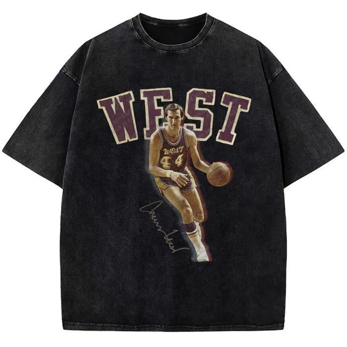 Jerry West Tribute T-Shirt The Logo Basketball Custom Fan Made Art Vintage Design Graphic Tee
