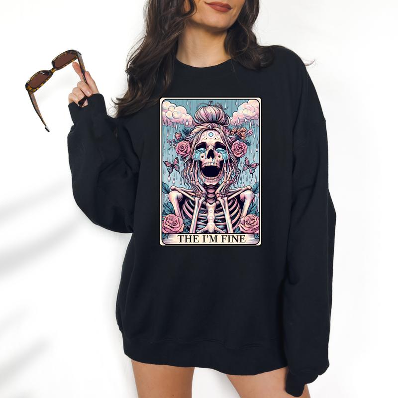 I'm Fine - Unisex Crewneck Sweatshirt - Print is Sublimation, Funny Tee, Funny Apparel, Gift Idea, Relaxed Fit, Casual Apparel