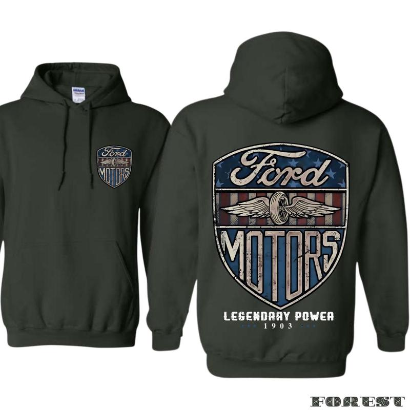 Ford T-shirt With Legendary Power Hoodie, Unisex Clothing Choices, Choose Your Color, Styles For Every Taste, Classic Cotton, Menswear Unisex