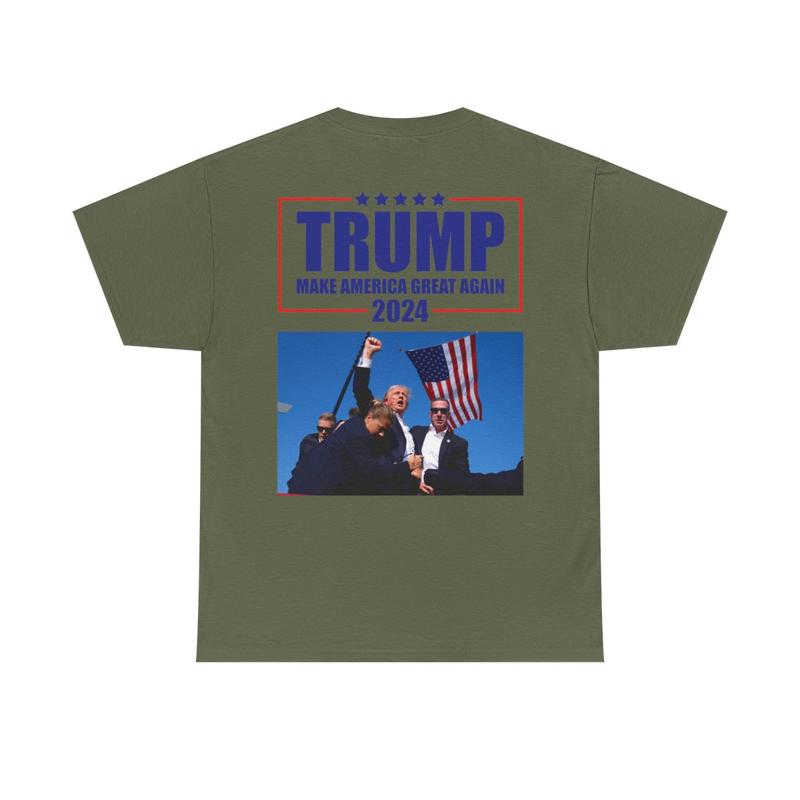 Make America Great Again - Trump 2024 - Trump Rally Shooter Tshirt - Trump You Missed - Trump Survived - USA Freedom - Donald J. Trump Unisex Heavy Cotton Tee