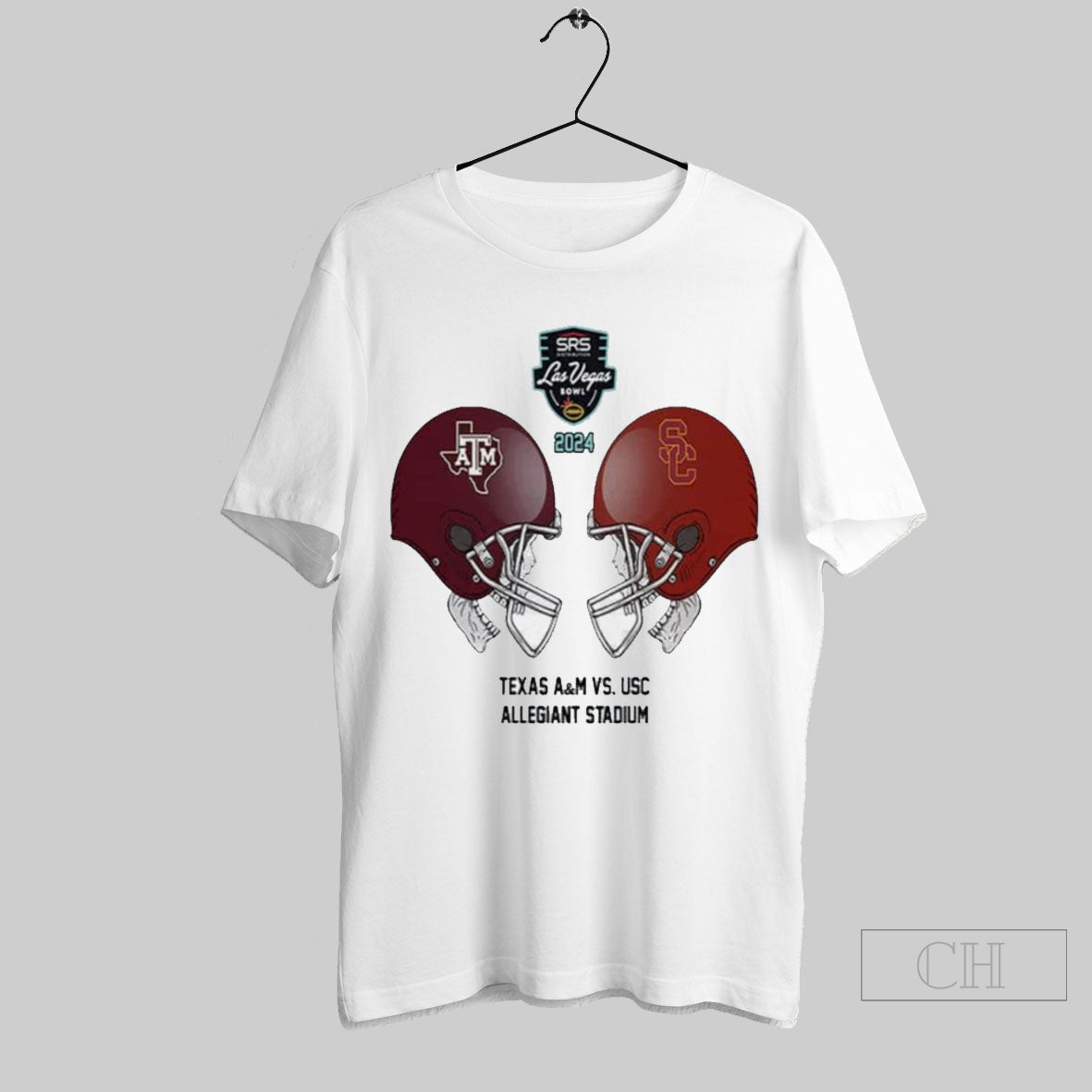 Srs Distribution Las Vegas Bowl Ncaa 2024 2025 Bowl Games Texas Am Vs Usc Trojans At Allegiant Stadium Skull Helmet Head To Head T Shirt Sweater