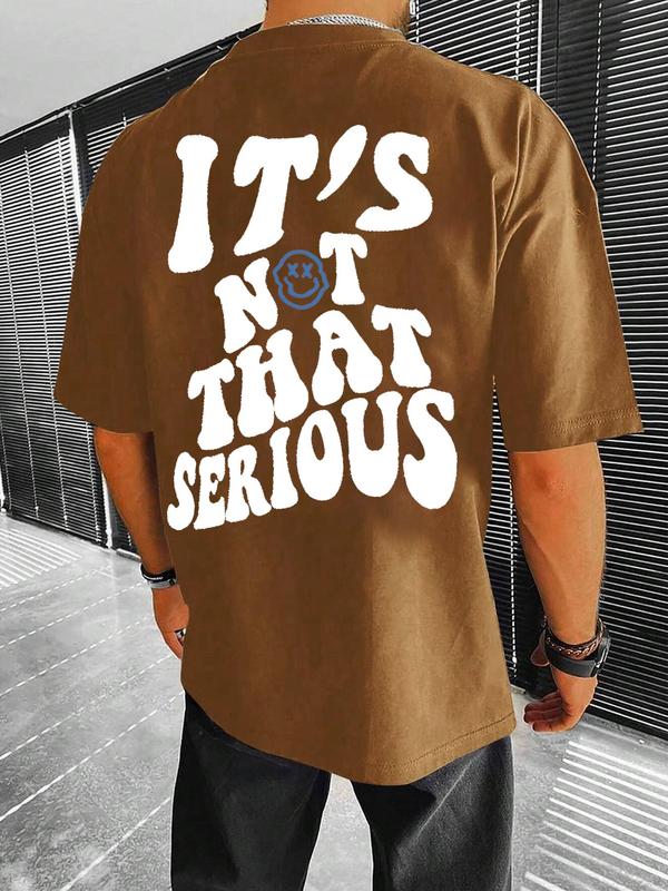 Men's Cartoon Expression & Letter Print Drop Shoulder Tee, Summer Outfits 2024, Regular Fit Casual Short Sleeve Round Neck T-Shirt for Summer,Â Graphic Tees for Men,Â Back To School Clothes, T Shirts for Men, Men Streetwear Graphic Tees