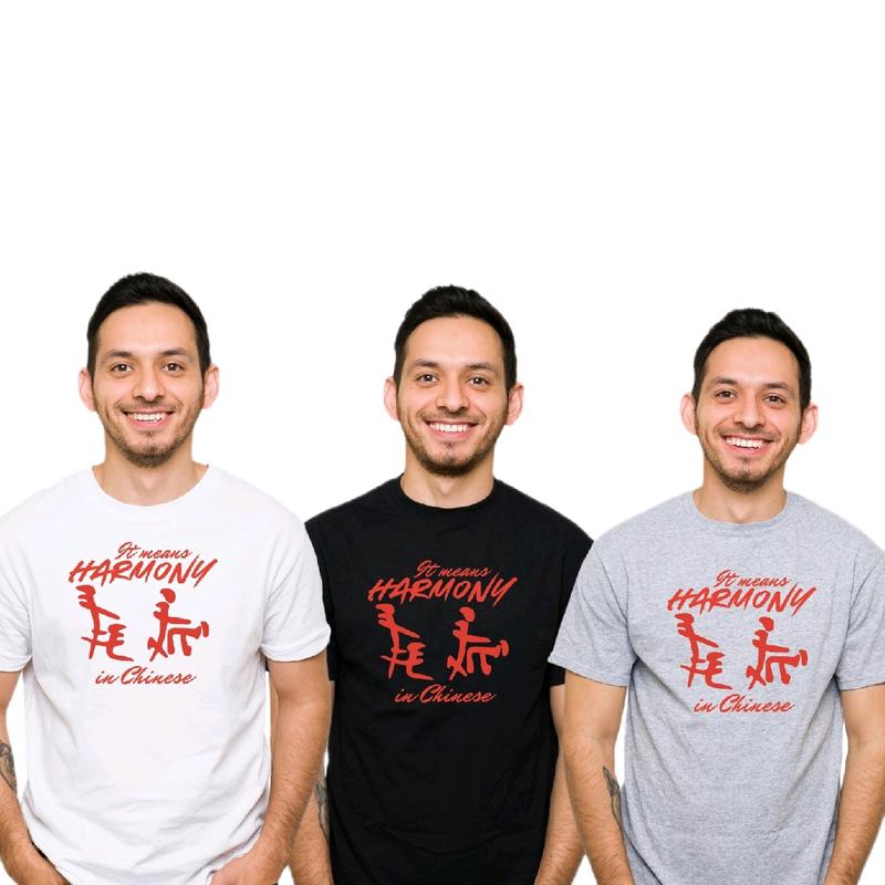 It means Harmony in Chinese T-shirt - men'sfunnyT-shirt -  Menswear Crewneck Top Tshirt Man Casual Shortsleeve