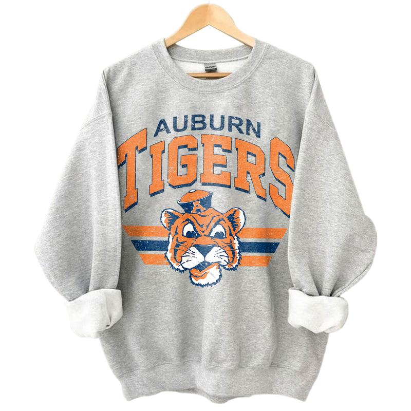 Auburn Tigers Vintage NCAA Sweatshirt, Unisex Auburn Football Shirt, Classic Sport Hoodie, Gifts for Football Fans, Cotton T-Shirt, Hoodie Sweatshirt