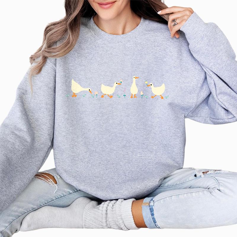 Ducks and Flowers Comfort Shirt, Funny Goose Shirt, Cute Duck Aesthetic Shirt, Funny Goose Shirt, Comfort Shirt for Her, Goose Lover Tee, Cute Duck Co
