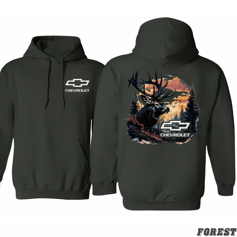 Chevrolet - Buck Wear Men's Chevy-camo Fill Deer Hoodie, Variety In Colors, Trendy Fashion Available, Classic Cotton, Menswear Unisex, Unisex