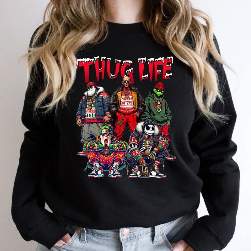 TC13 THUGLIFE Christmas Shirt, Christmas Movies Sweatshirt, Xmas Graphic Tee Comfort Cotton Fabric