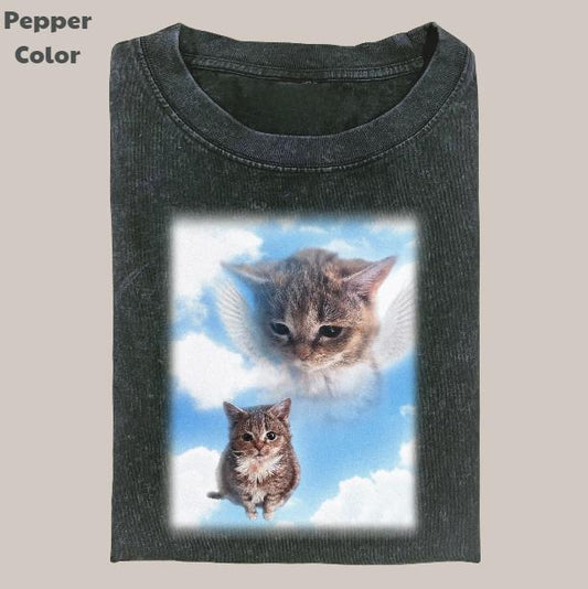 Retro Funny Vintage Graphic Tee, Pet Cat Angel T-Shirt, Unisex Meme Cringe Funny Dumb Shirt, Menswear Womenswear Streetwear