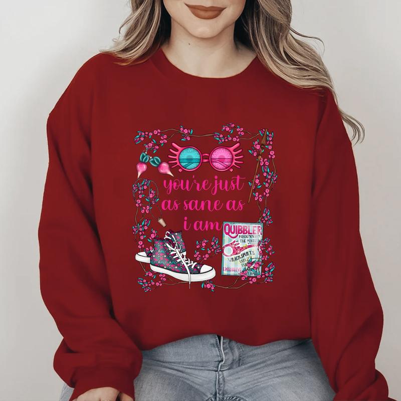 HP Luna Just As Sane As I Am Sweatshirt Hoodie Shirt, gift for fan Cotton Relaxed Fit Sweaters Tee