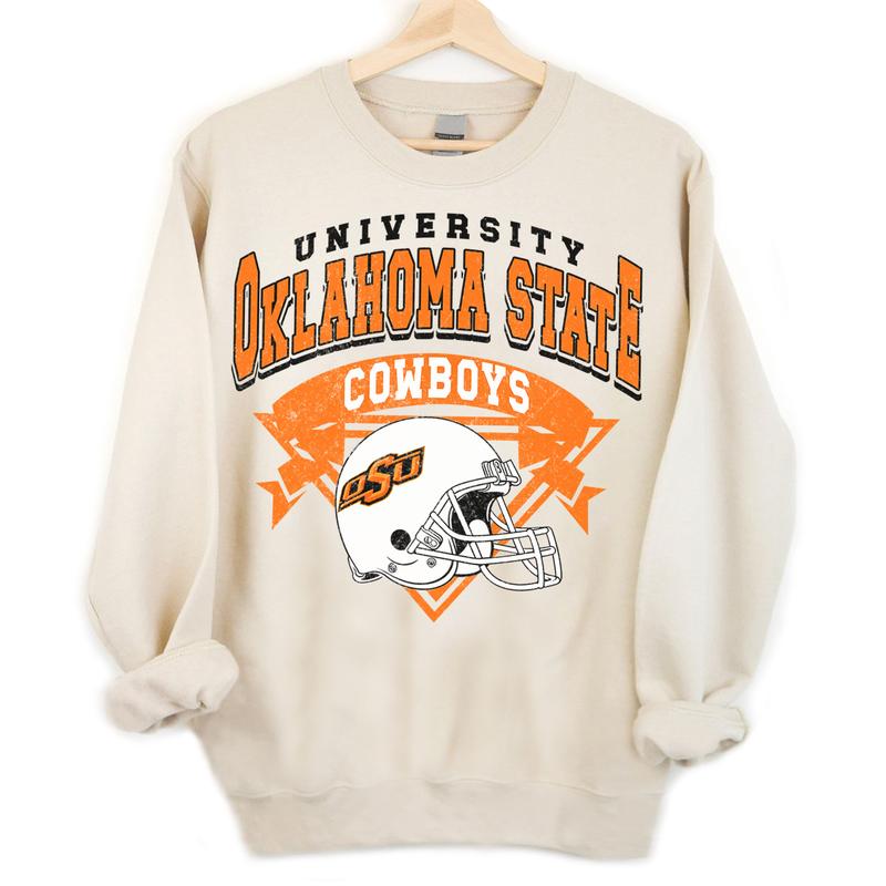 Oklahoma State Cowboys Vintage Football NCAA Sweatshirt - Tshirt - Hoodie, Oklahoma State University Unisex Football NCAA Shirt, Unisex Vintage NCAA Shirt, Classic Football Shirt, Gifts For Football Fan Sport, Cotton, Sweatshirt, Casual Clothing