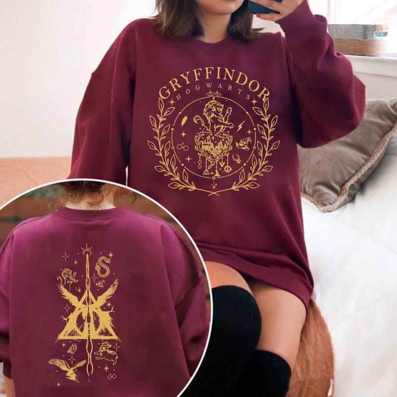 Retro Wizard House Double-side Sweatshirts, Wizard House Shirt, HP Wizard School Shirt, Harry Potter Sweater Gift Casual Graphic