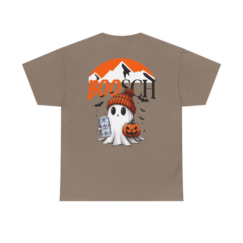 Boosch Light Unisex Heavy Cotton Tee - Busch Light Shirt - Halloween Shirt - Fall - Ghost Shirt - Bats - Boo - 2 Sided T Shirt - Gift for Men and Women