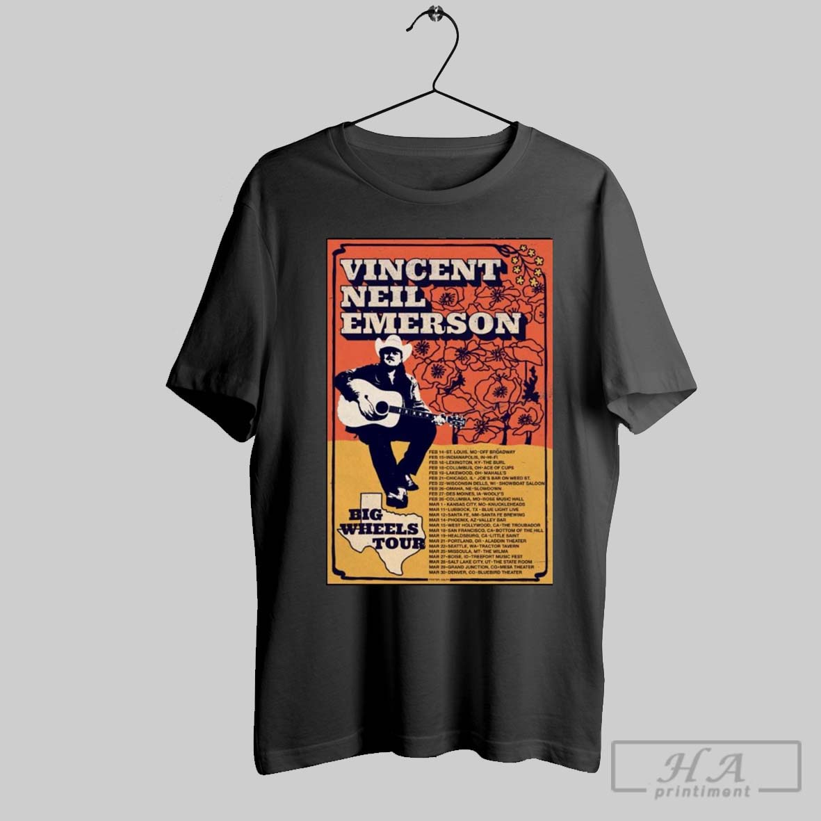Poster Vincent Neil Emerson Big Wheels Tour 2025 February 14 St Louis Mo Off Broadway T Shirt