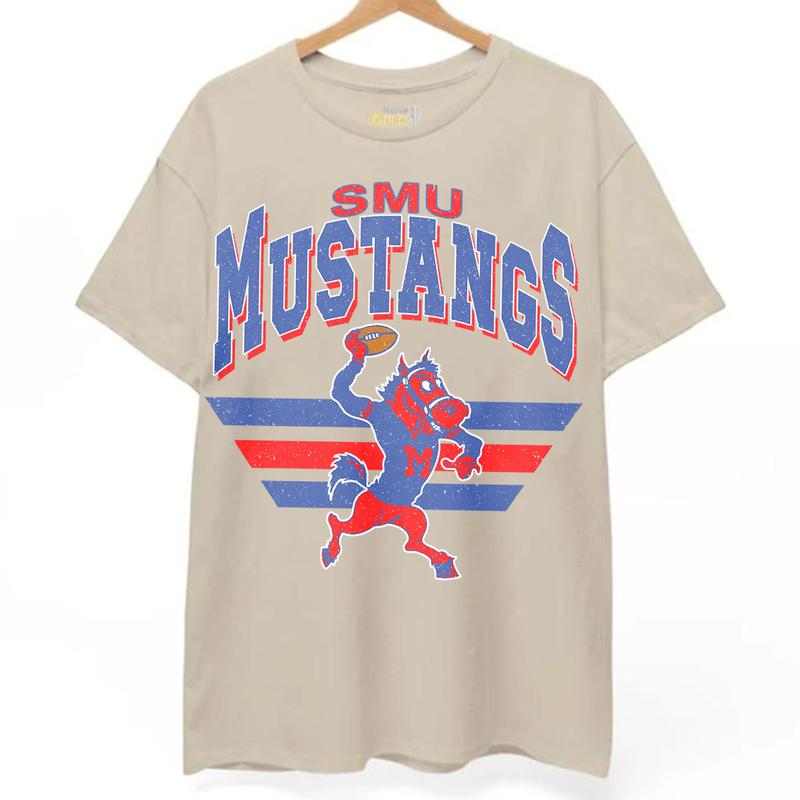 SMU Mustangs Vintage NCAA Sweatshirt, Unisex Mustangs Football Shirt, Classic Sport Hoodie, Gifts for Football Fans, Cotton T-Shirt, Hoodie
