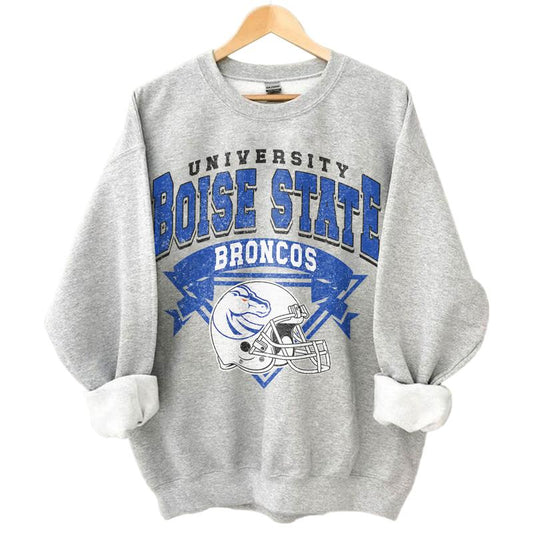 Boise State Broncos Vintage NCAA Sweatshirt, University Football Shirt, Classic Gift for Fans, Casual Wear, Unisex Cotton Comfortable Style, Sport