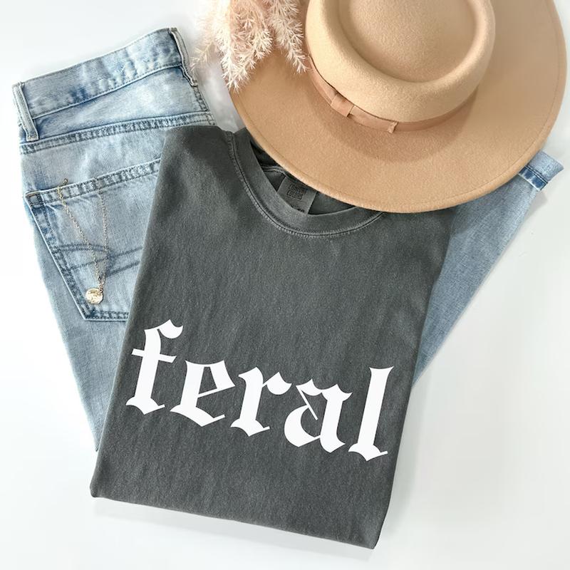 Feral Comfort Colors T-Shirt, Sarcastic Tee, Unisex Feral Cowgirl Trending Cool Graphic Cotton T-shirt, Relaxed Style Casual Funny Top