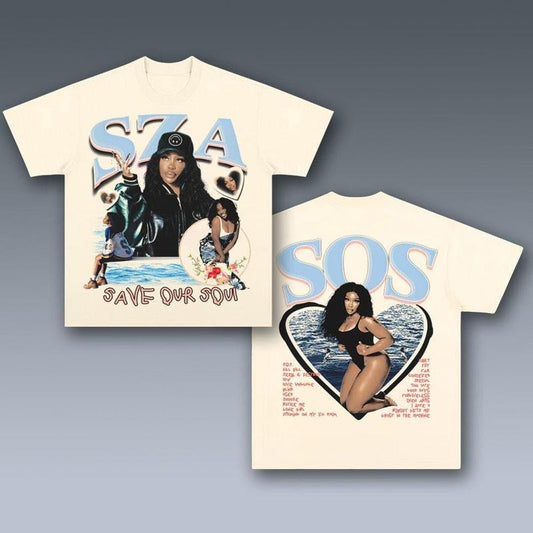 S.Z.A S.O.S Ver3  Vintage 90s Graphic Tees, 2 Sides Cotton Vintage Shirt To Match Sneaker Hiphop Clothing Rapper Merch Shirt, Hiphop Tour Concert 2024