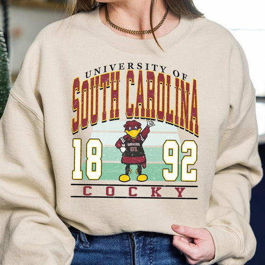 South Carolina Gamecocks Vintage College NCAA Sweatshirt, Vintage Football Sweatshirt NCAA, Classic Sport Sweatshirt, Gifts For Football Fan Sport