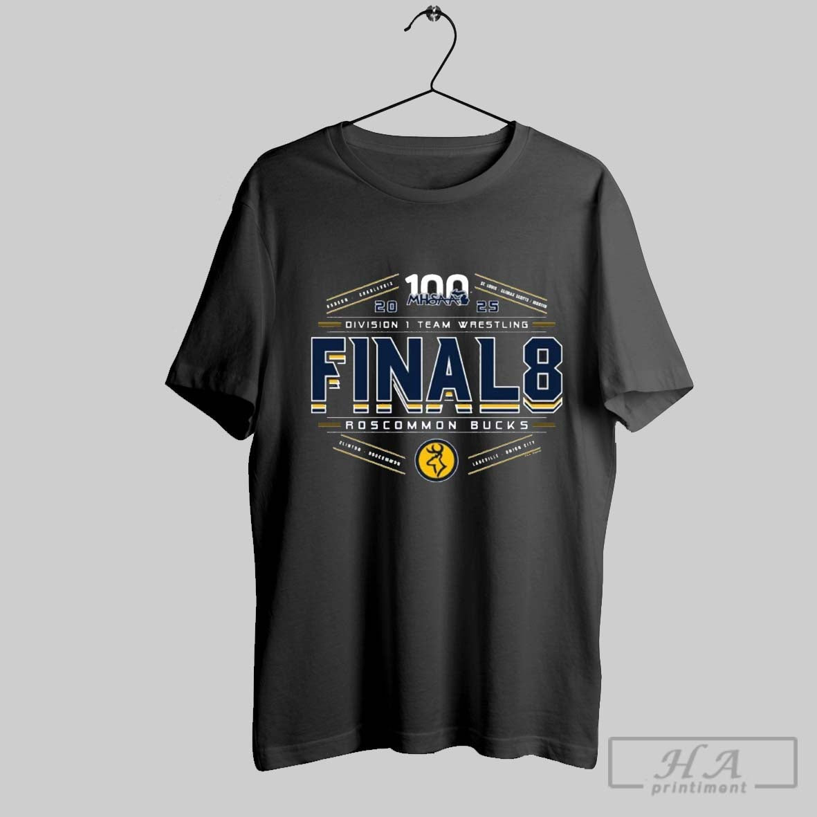 Roscommon Bucks 2025 Mhsaa Team Wrestling Final 8 D4 T Shirt
