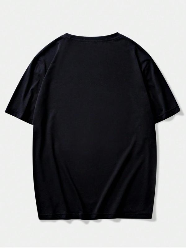 Men's Letter & Car Print Round Neck Tee,Ã‚Â Summer Clothes, Casual Regular Fit Short Sleeve Crew Neck Graphic T-Shirt for Summer, Men's Top for Casual We