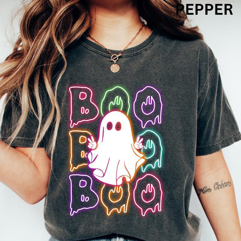 Boo Shirt, Neon Boo Shirt,  Halloween Ghost shirt Halloween Shirt Unisex