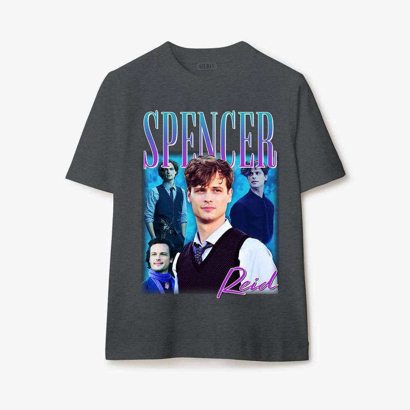 Spencer Reid Homage T-shirt Tee Top Funny Retro 90s Gift TV Show Menâ€™s Womenâ€™s Classic Collar
