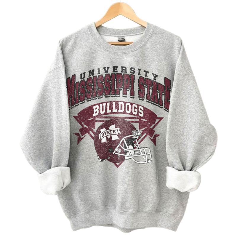 Mississippi State Bulldogs Vintage NCAA Sweatshirt, Unisex Bulldogs Shirt, Classic Sport Hoodie for Fans, Cotton T-Shirt, Casual Clothing