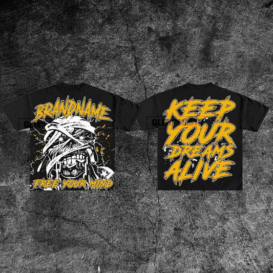 Y2K Graphic Keep Your Dream Alive Personalize Printed Tshirt Casual Cotton Classic Crewneck