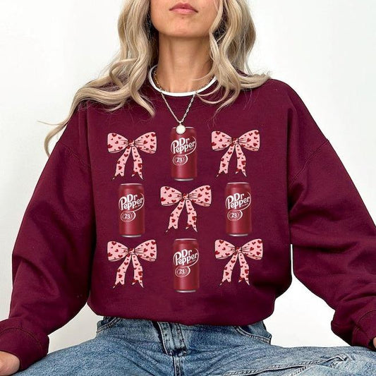 Dr Pepper Sweatshirt Hoodie, Dr Pepper Maroon Sweatshirt, Coquette Dr Pepper Shirt, Diet Coquette Sweater, Dr Pepper Shirts For Women, Dr Pepper Lover Gift, Soda Sweater, Dr Pepper Pink Bow Shirt, Trendy Pink Bow Sweatshirts