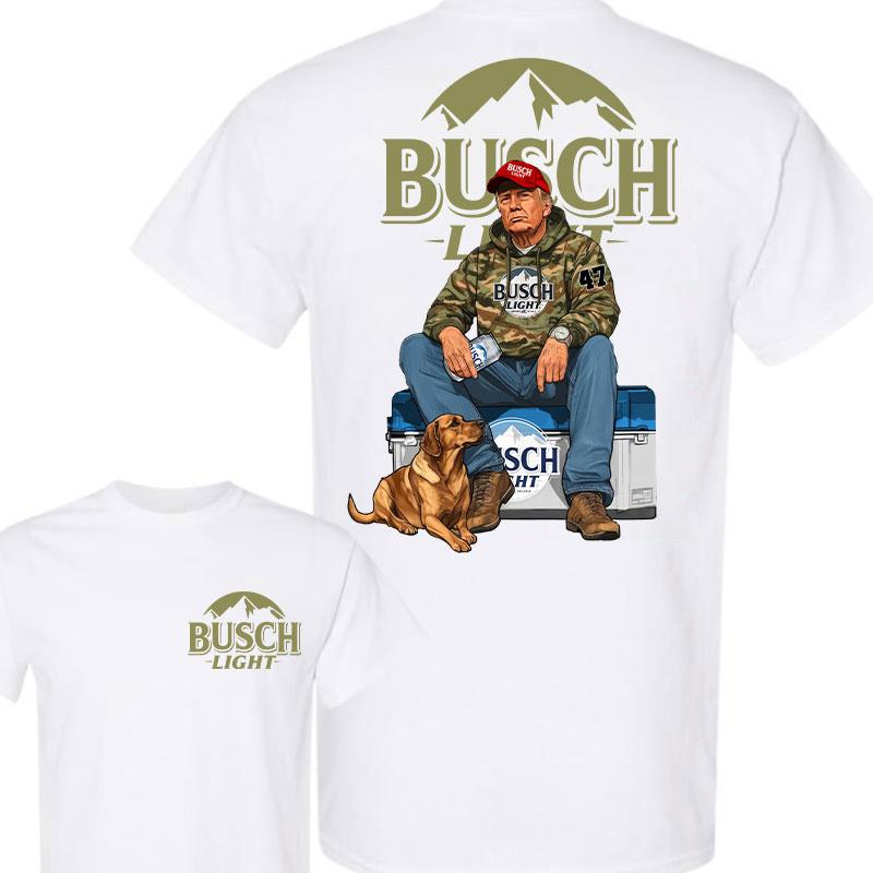 Busch Light Trump Hunting Camo Unisex shirt, Trump won 47th president Election 2024 shirt, Busch Light Fuel Hand Drill Dog Hunt Tee, Trump With Local Boy Cotton shirt Full Color Full Size