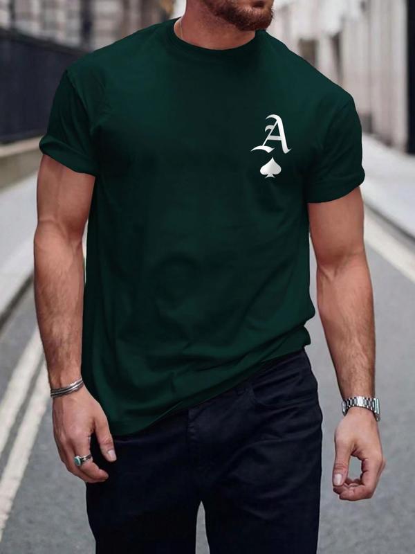 Men's Letter Print Round Neck Tee, Regular Fit Casual Streetwear Short Sleeve T-shirt, Graphic Tees,Â Men's Summer Clothes Top for Daily Wear