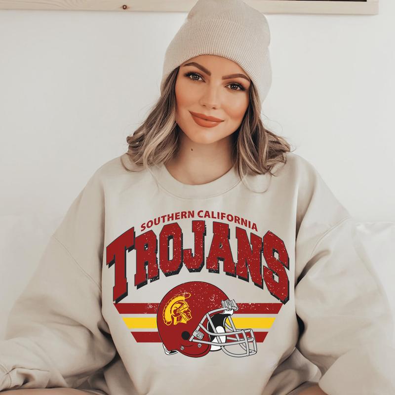 Vintage USC Trojans Football Sweatshirt, Trendy University of Southern California Gifts, NCAA Game Day Style, Unisex Shirt, Cotton, Comfort HSW07