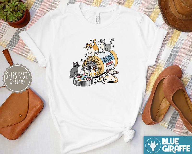Serotonin Cats T-Shirt, Funny Cat Tee, Cat Lover Graphic Tee