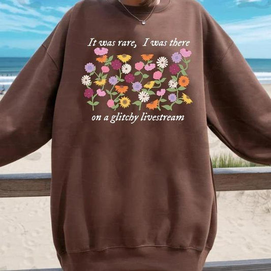 ON A GLITCHY LIVESTREAM Vintage Eras Piano Flower TshirtSweatshirtHoodie, Vintage Flowers Sweatshirt, Dark chocolate Suprised Song Tshirt