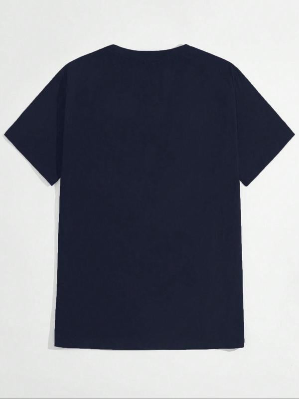 Men's Letter Print Round Neck Tee, Summer Clothes, Regular Fit Casual Short Sleeve Crew Neck T-shirt for Summer, Graphic Tees, Men's T Shirts, Summer Clothing, Fashion Men's Top for Daily Wear