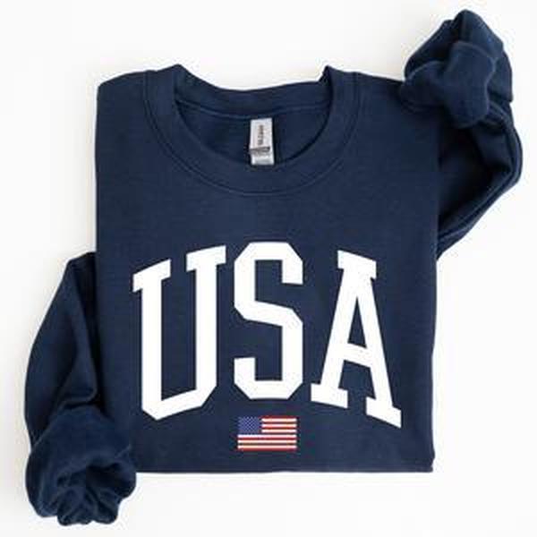 USA Flag, America, Patriotic, 4th of July Sweatshirt, Women's Crew Neck, Crewneck Casual Comfort Womenswear ComfortableÃ‚Â Graphic