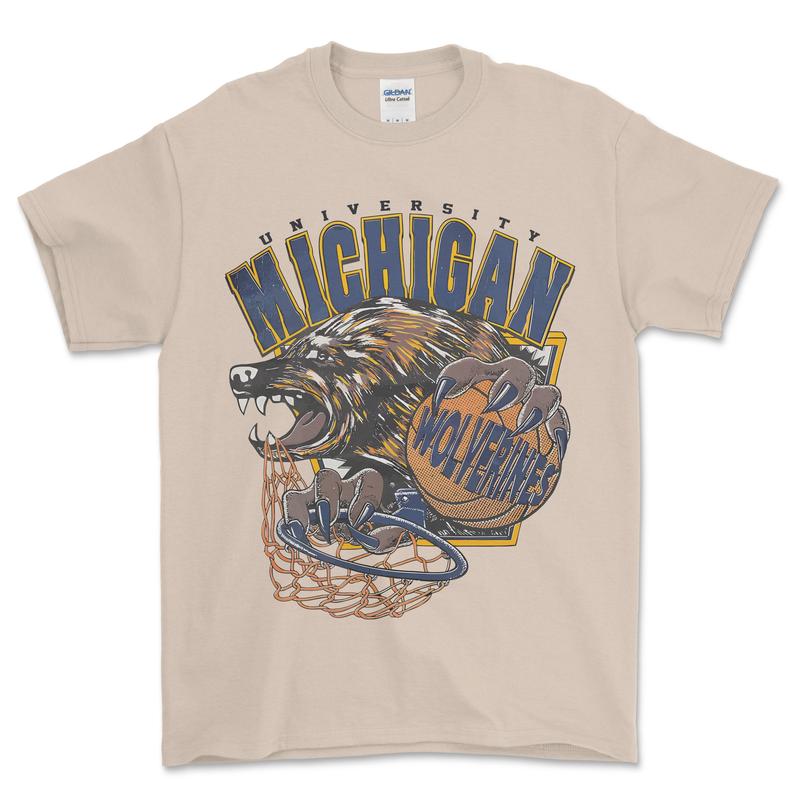 Michigan Wolverines Men's Basketball T-Shirt, graphic vintage sports tees for men