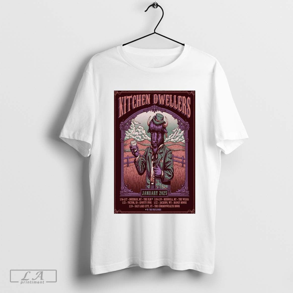 Poster Kitchen Dwellers Tour January 2025 t-shirt