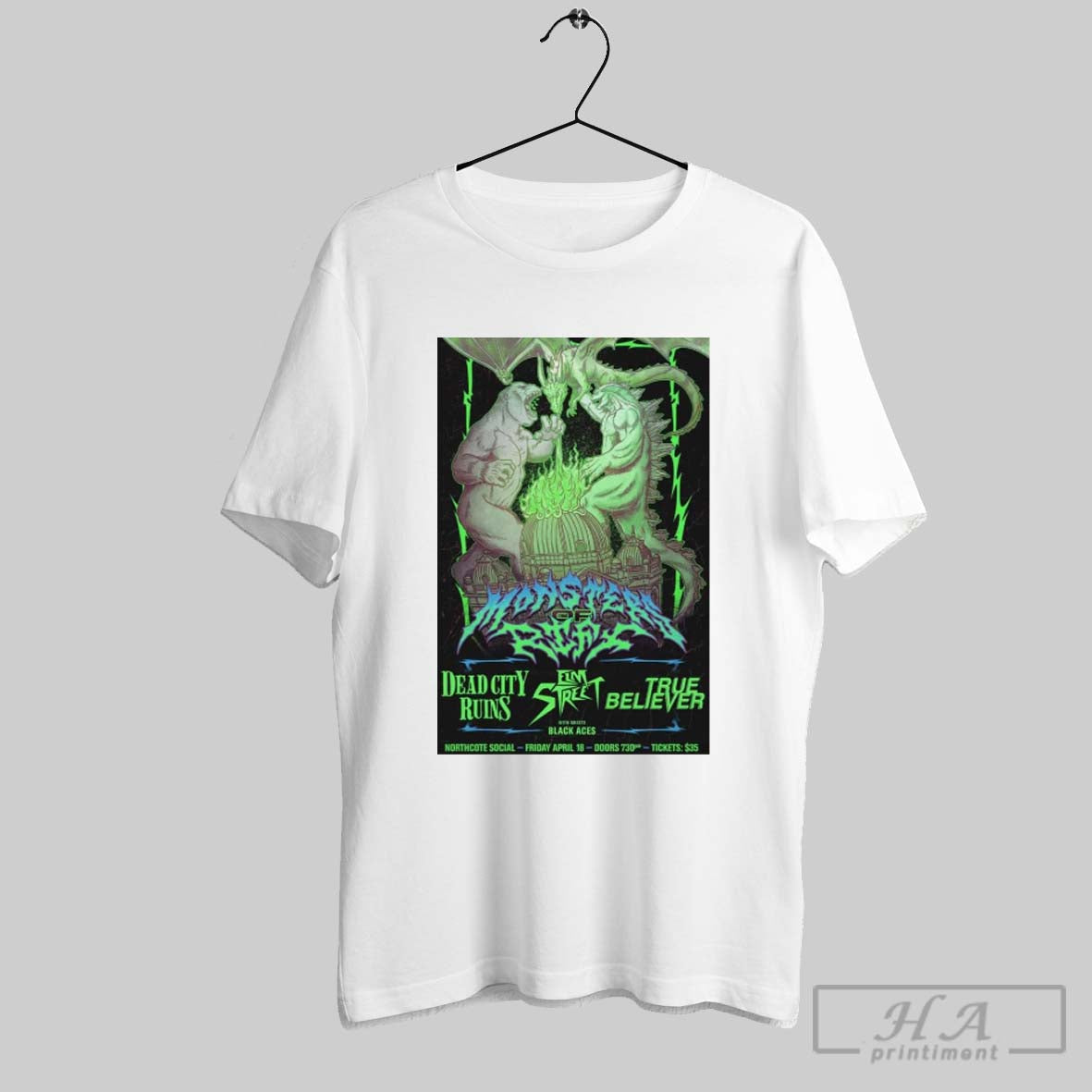 Poster Monsters Of Riff With Elm Street Northcote Vic April 18 2025 T Shirt