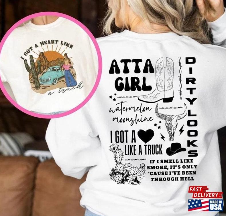 Got a Heart Like a Truck 2 Sides Shirt Country Concert Outfits Women Nashville Tshirt Cowgirl Shirt Cow Skull Graphic Tee