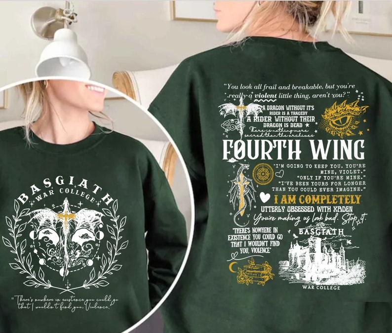 Basgiath War College 2-Sided Sweatshirt, Fourth Wing Shirts, The Empyrean Series, Violet Sorrengail Fantasy Book Shirt, Fourth Wing Merch, Bookish Mer