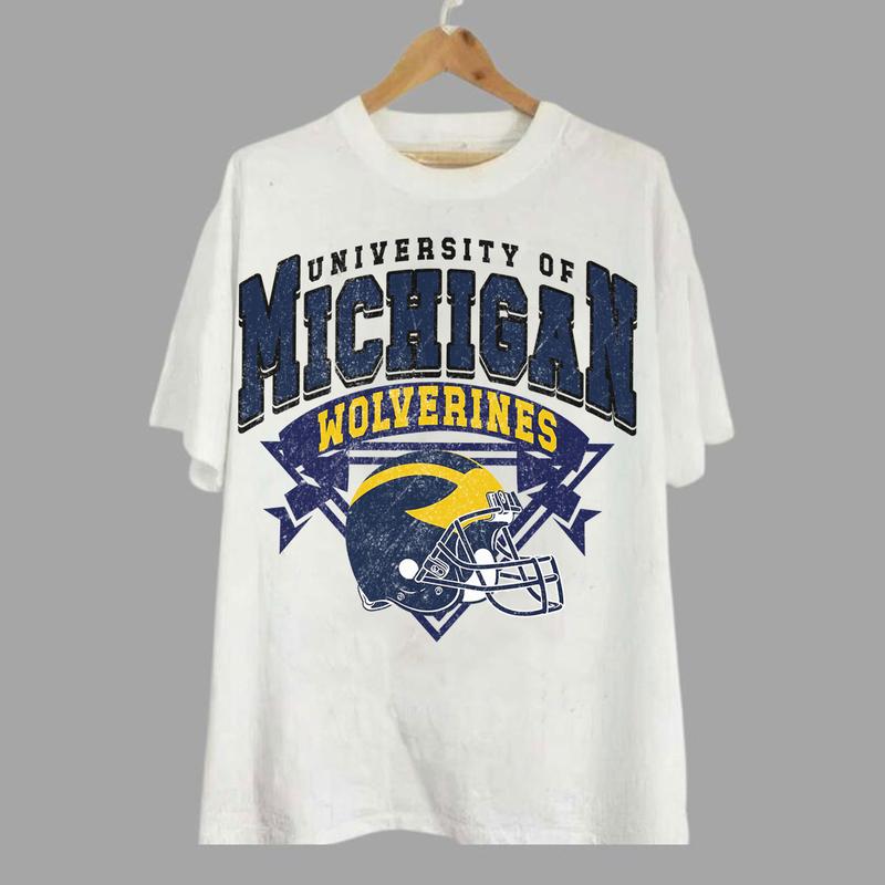 Michigan Wolverines Vintage NCAA Sweatshirt, Unisex Wolverines Football Shirt, Classic Michigan Sport Hoodie, Football Fans Gift, T-Shirt, Hoodie