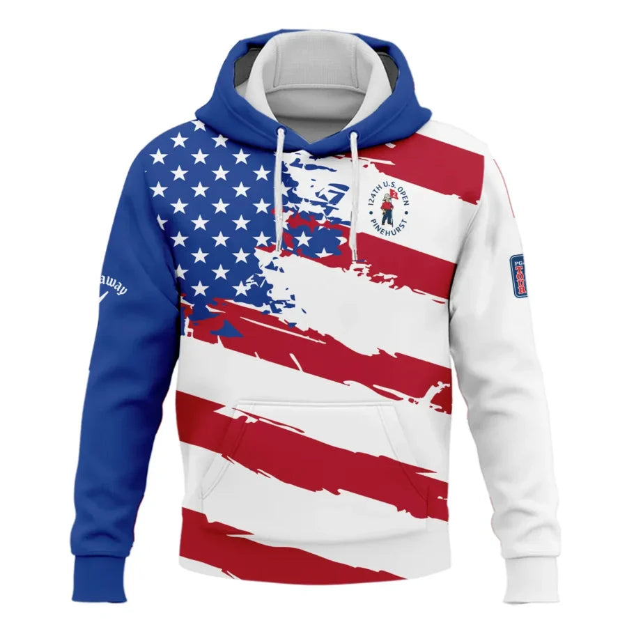 Sports Callaway 124th U.S. Open Pinehurst Hoodie Shirt USA Flag Grunge White All Over Print Hoodie S